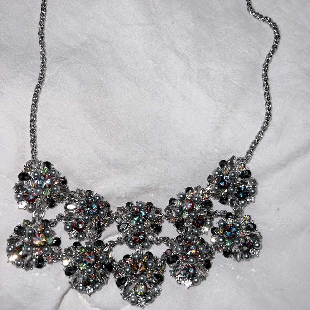 Rhine Stone and Silver Necklace